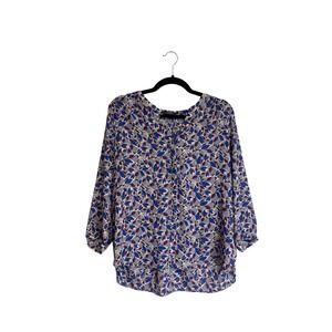Women's NYDJ 3/4 Sleeve Floral Printed Pintucked Back‎ Blouse, Women's Size M